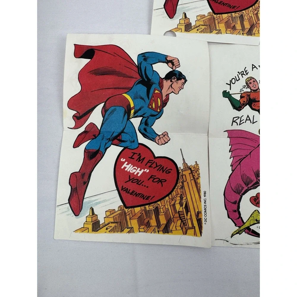 VTG‎ 80's DC Comics Valentine's Day Cards (5) AQUAMAN Batman Superman Unused